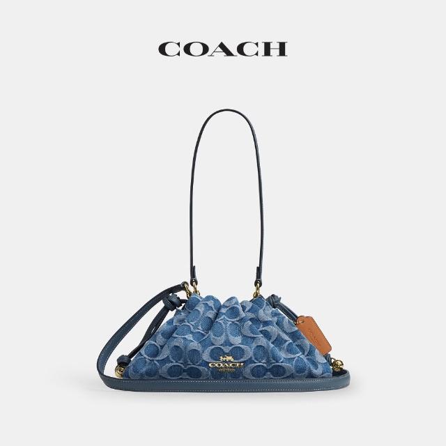 【COACH】蔻馳官方直營 FAYE 褶飾/絎縫/丹寧布單肩包 拉繩包-多色任選(CV529/CCZ54/CDE45)