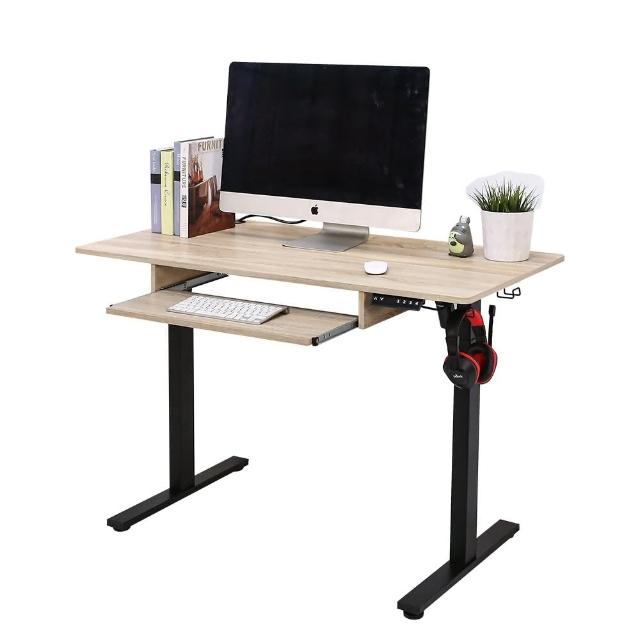 【BuyJM】MIT低甲醛附鍵盤架無段式電動升降桌寬120x60公分(工作桌/書桌/電腦桌/辦公桌/成長桌/站立桌)