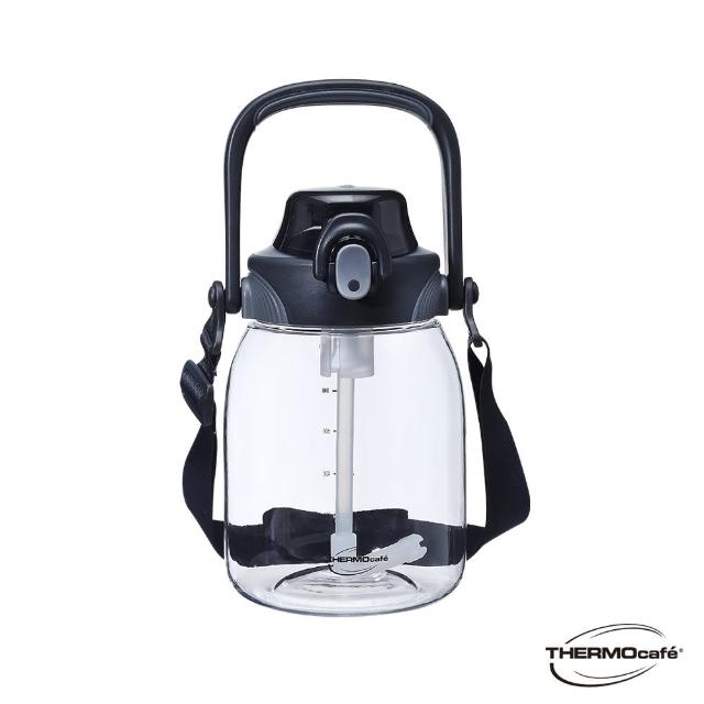 【THERMOcafe 凱菲】附背帶附吸管可提式彈蓋隨手瓶1000ml(TCTS-1000)