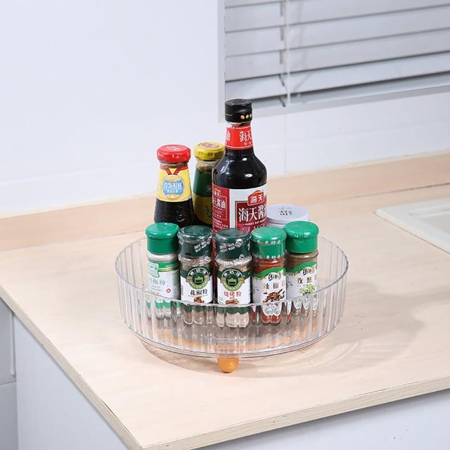 【Dagebeno荷生活】PET材質可旋轉開放式收納架 廚房調味料醬料轉盤架(1入)