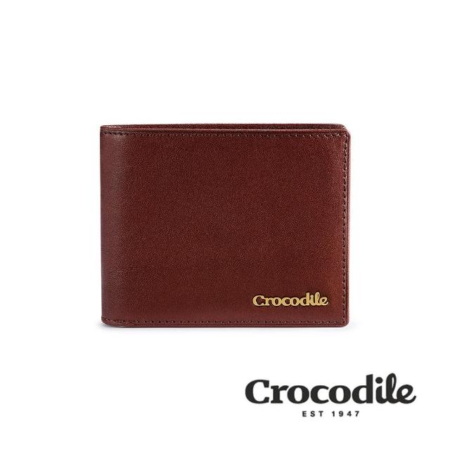 【Crocodile】中性短夾 男皮夾 真皮錢包 4卡拉鍊 Naturale 5系列-0103-11008-黑咖兩色-鱷魚