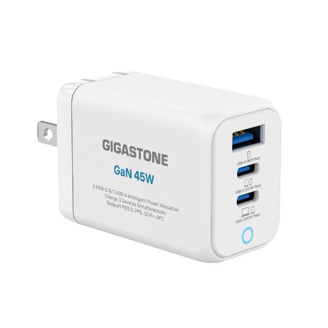 【Gigastone 立達國際】45W GaN快充組 白 : 三孔充電頭+100W/30W雙線(支援iPhone 17/14/筆電)