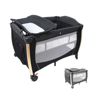 13217312 OL 【CONNIE】輕便快收雙層折疊嬰兒床+杜邦床墊兩件組(附蚊帳+尿布台+收納袋)