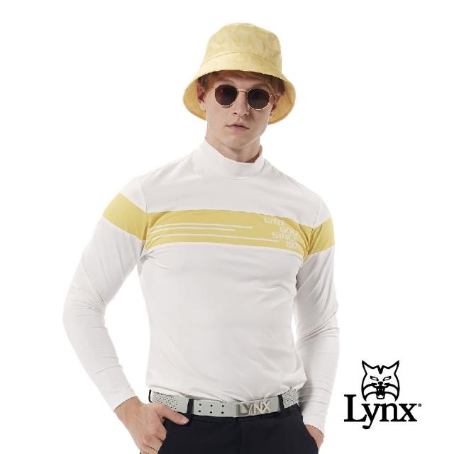 【Lynx Golf】首爾高桿風格！男款合身版吸排抗菌除臭機能配布剪接造型長袖高領POLO衫(三色)