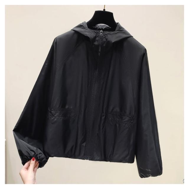 【ASister 小姊姊】*出清品*現貨在庫★防曬外套☆連帽防風防潑水純色拉鍊防曬外套(4色 M-2XL #AS0315)