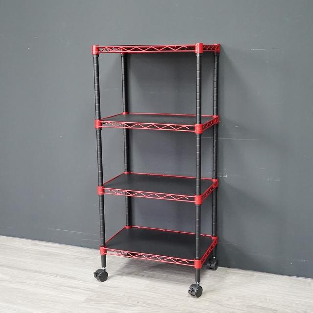 【Steel Tycoon 鋼鐵力士】四層多色鐵架28x43x90cm 4色 附層架墊板+輪組(層架.置物架.波浪架.鐵力士架)