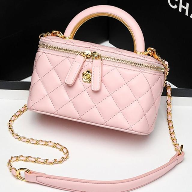 【KT DADA】包包女 可愛包包 化妝包 手提包 菱格包 小香風包包 鏈條包 口紅包 斜背包 盒子