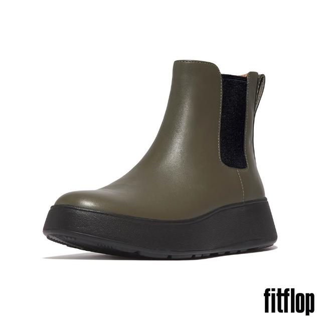 【FitFlop】F-MODE 皮革/麂皮/羊毛厚底切爾西靴-女(多色)