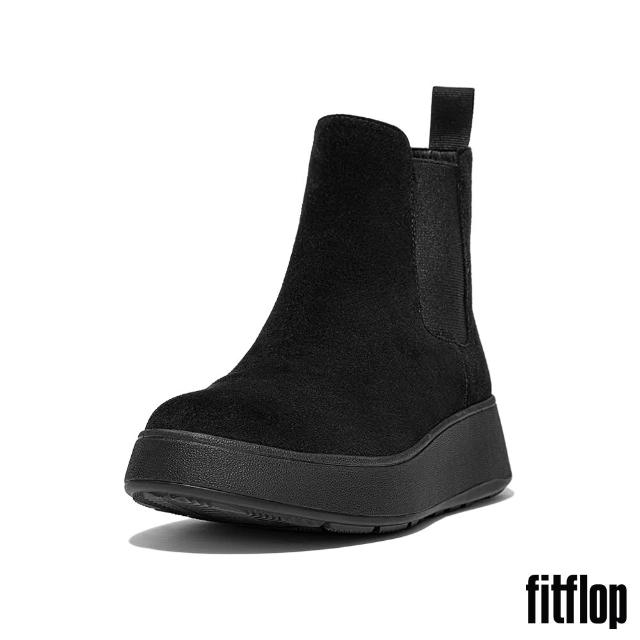 【FitFlop】F-MODE 皮革/麂皮/羊毛厚底切爾西靴-女(多色)