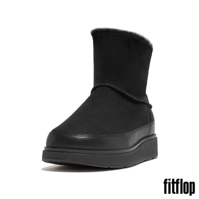 【FitFlop】F-MODE 皮革/麂皮/羊毛厚底切爾西靴-女(多色)