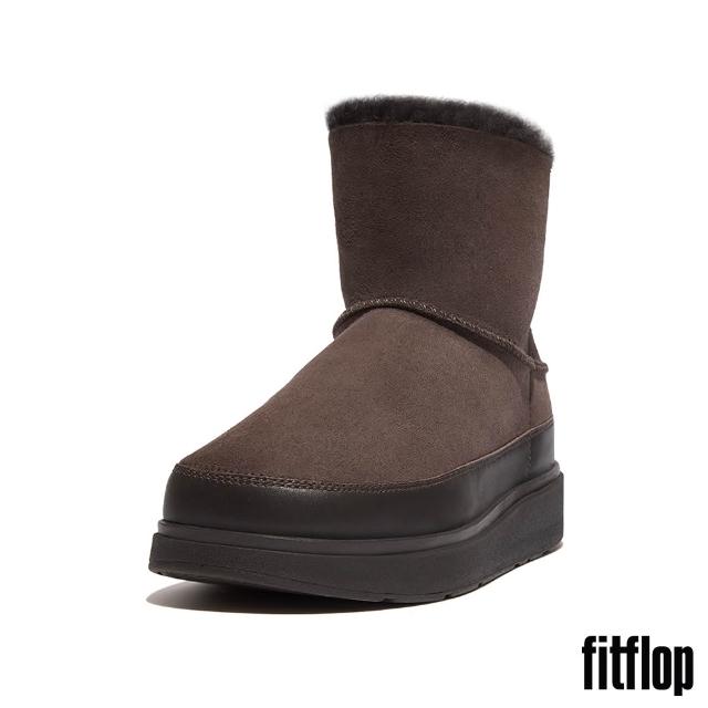 【FitFlop】F-MODE 皮革/麂皮/羊毛厚底切爾西靴-女(多色)
