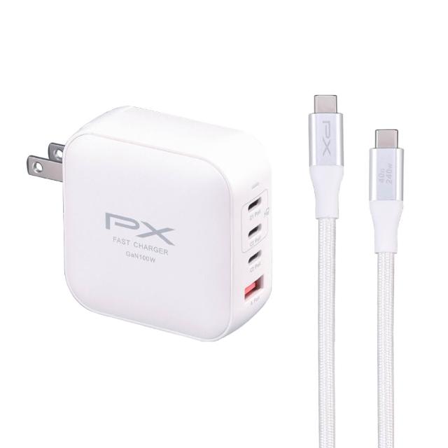 【PX 大通】送充電線iphone17/16三星100w瓦氮化鎵 充電器 usb筆電快充頭type c充電頭平板手機(UCP-100CBW)