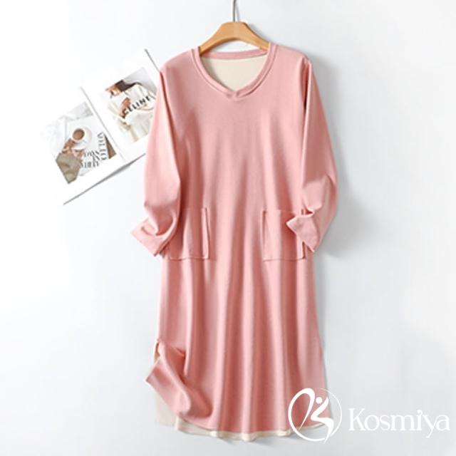 【Kosmiya】1套 多款任選 帶胸墊 棉質緹花長袖睡衣/女睡衣/居家服/胸墊睡衣(多款多色/均碼/加大碼)