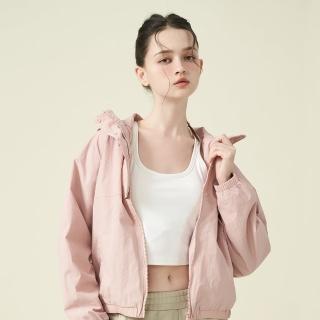 【ELLE ACTIVE】女款 防潑水機能連帽夾克外套-灰粉色(EA24A2W6102-72)