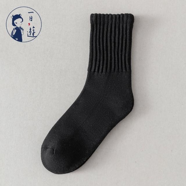 【NicoFun 愛定做】2雙 情侶穿搭 經典中筒襪 堆堆襪 吸汗半毛圈 羅紋襪 針織襪 運動襪(中性襪23-27cm)