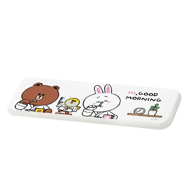 【SONA森那家居】LINE Friends - 硬式珪藻土洗漱墊 台灣製造 吸水 珪藻土 洗漱墊 防潮 杯墊(24x8x0.9 cm)
