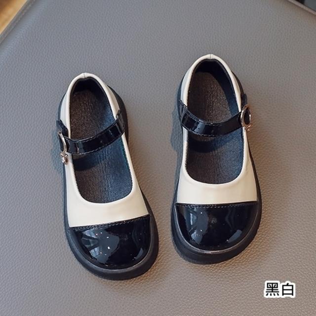 【橘魔法】小香風拼接皮鞋(娃娃鞋 公主鞋 平底鞋 白皮鞋 黑皮鞋 鞋子 女童 兒童 花童 表演 童鞋)