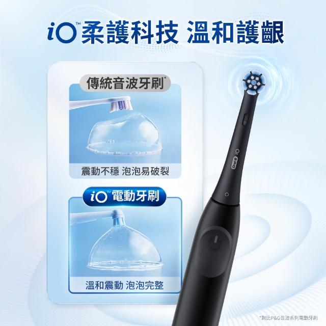 【Oral-B 歐樂B】iO2 微磁電動牙刷 溫和清潔護牙齦 適用敏感牙齒 霧黑/玫瑰粉