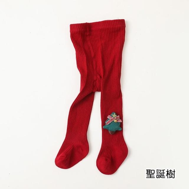 【橘魔法】聖誕公仔娃娃直條褲襪(內搭褲 聖誕節 耶誕節 大紅 過年 喜宴 洋裝搭配 保暖 女童 兒童 童裝)