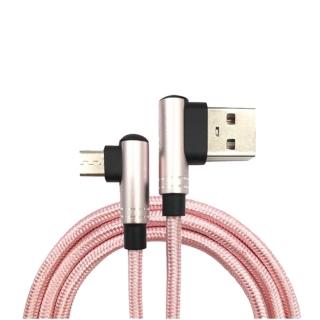 【Xmart】120公分長 Micro USB 6A 90度電競傳輸充電線-粉色(3入)