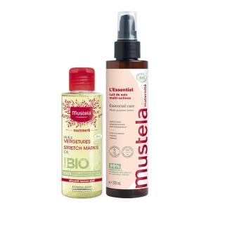 【Mustela 慕之恬廊】慕之孕 孕後期-產後保養組(孕膚油105ml+有機撫紋緊緻菁華乳200ml)