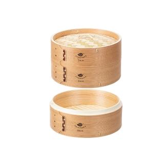 【SHIMOYAMA 霜山】圓形竹製蒸籠組-2籠1蓋-24cm(加深蒸籠/家用蒸籠/竹蒸籠)