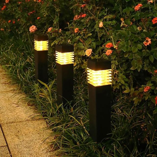 【媽媽咪呀】太陽能LED戶外燈-方柱型3入組(裝飾燈 庭園燈 造景燈 草坪燈 插地燈 景觀燈)