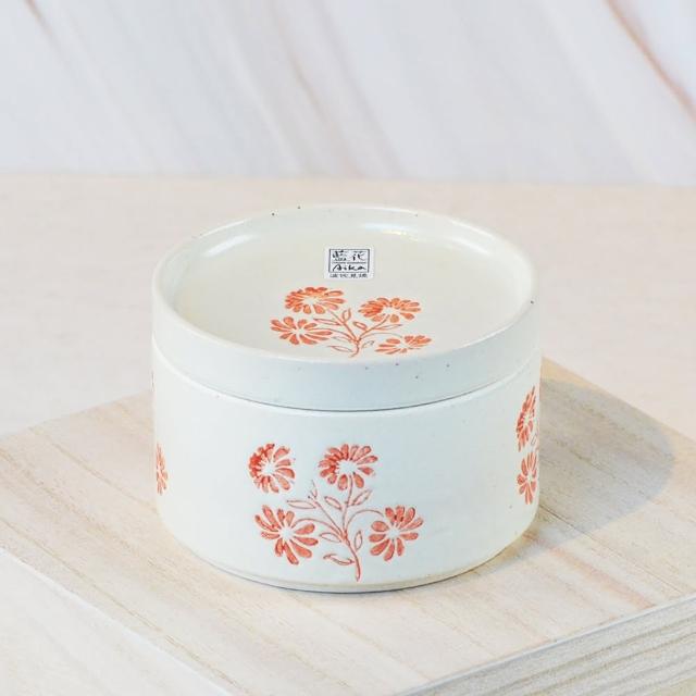 【YU Living 信歐傢居】日本進口 波佐燒雛菊陶瓷便當盒保鮮罐 300ML(2色任選.可堆疊.餐廚用品.收納罐.飯盒)
