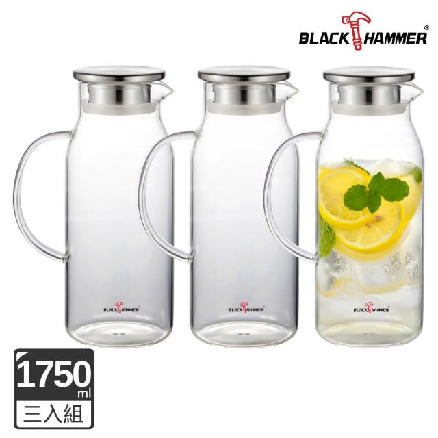 【BLACK HAMMER】沁涼 耐熱玻璃水壺  兩款任選三入組(1750/1800ml)