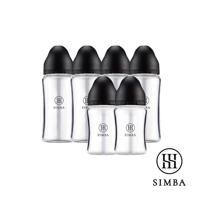 【Simba 小獅王辛巴】蘊蜜質金玻璃寬口防脹氣奶瓶4大2小全配組(新生適用/主導式餵奶專用)