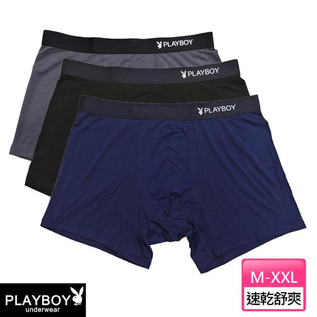 【PLAYBOY】4件組 LOGO織帶速乾柔感涼爽平口褲-廠(速乾/平口內褲/男內褲)