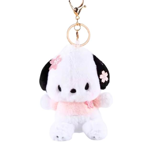 【SANRIO 三麗鷗】春櫻花大耳狗酷洛米美樂帕恰玩偶娃娃吊飾鑰匙圈毛絨包包吊飾(生日禮物兒 