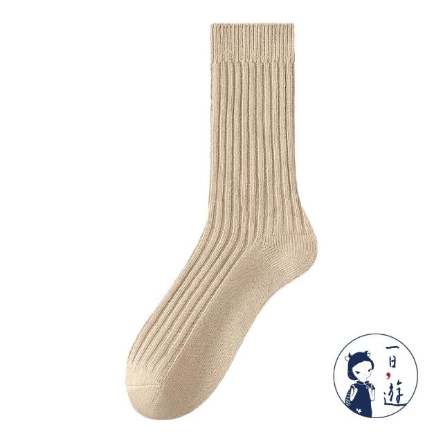 【NicoFun 愛定做】6雙 抗菌消臭 粗織線復古中筒堆堆襪  中筒襪 羅紋襪 針織襪 運動襪(中性襪24-26.5cm)