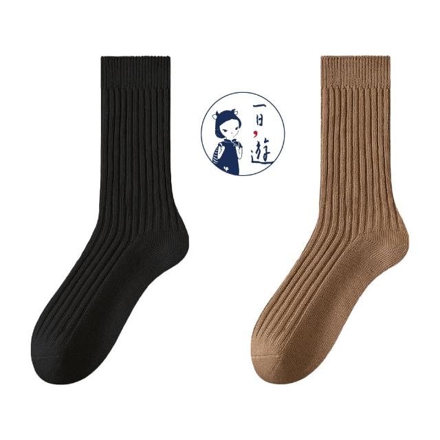 【NicoFun 愛定做】6雙 抗菌消臭 粗織線復古中筒堆堆襪  中筒襪 羅紋襪 針織襪 運動襪(中性襪24-26.5cm)