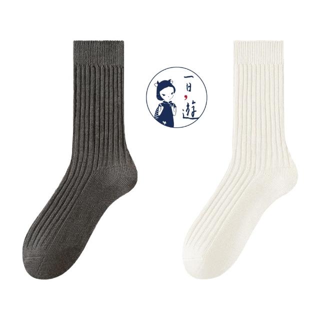 【NicoFun 愛定做】6雙 抗菌消臭 粗織線復古中筒堆堆襪  中筒襪 羅紋襪 針織襪 運動襪(中性襪24-26.5cm)