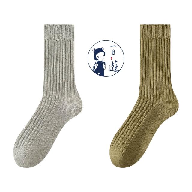 【NicoFun 愛定做】6雙 抗菌消臭 粗織線復古中筒堆堆襪  中筒襪 羅紋襪 針織襪 運動襪(中性襪24-26.5cm)