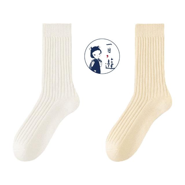 【NicoFun 愛定做】6雙 抗菌消臭 粗織線復古中筒堆堆襪  中筒襪 羅紋襪 針織襪 運動襪(中性襪24-26.5cm)