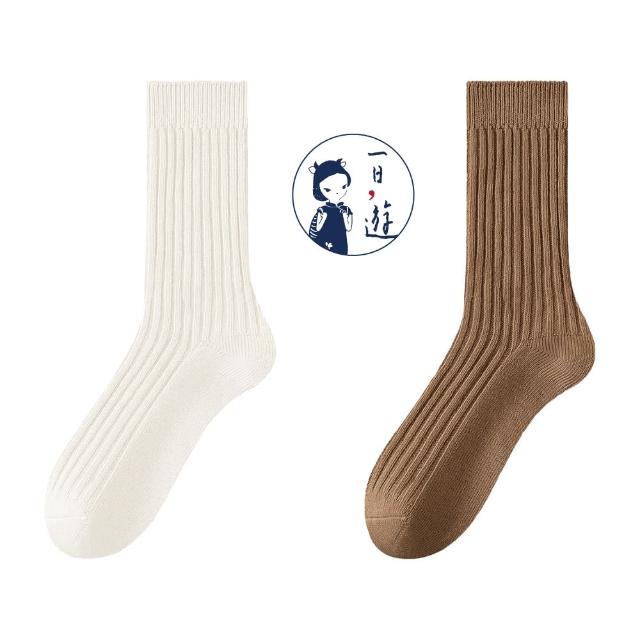 【NicoFun 愛定做】6雙 抗菌消臭 粗織線復古中筒堆堆襪  中筒襪 羅紋襪 針織襪 運動襪(中性襪24-26.5cm)