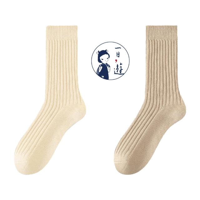 【NicoFun 愛定做】6雙 抗菌消臭 粗織線復古中筒堆堆襪  中筒襪 羅紋襪 針織襪 運動襪(中性襪24-26.5cm)