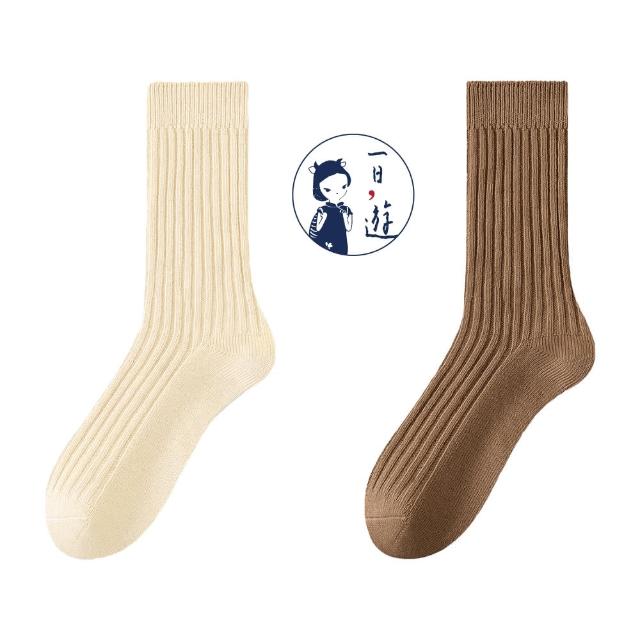 【NicoFun 愛定做】6雙 抗菌消臭 粗織線復古中筒堆堆襪  中筒襪 羅紋襪 針織襪 運動襪(中性襪24-26.5cm)