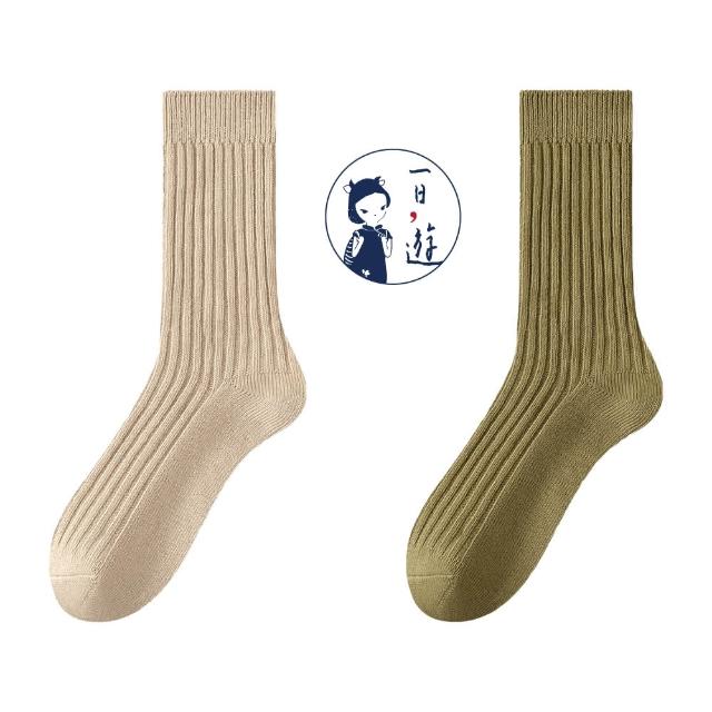 【NicoFun 愛定做】6雙 抗菌消臭 粗織線復古中筒堆堆襪  中筒襪 羅紋襪 針織襪 運動襪(中性襪24-26.5cm)