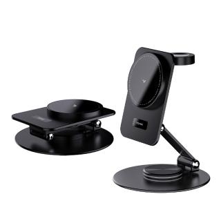 【YOMIX 優迷】15W Magsafe磁吸360度旋轉無線充電座(Apple watch/AirPods/iPhone 17/手機支架/充電器)