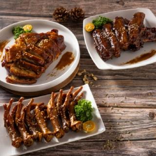 【黎記】冰糖醬鴨_眷村好味道套組*1組(原味醬鴨肉*1+原味醬鴨翅*1+微辣滷雞腳*1/組;含運;中秋;CAT)