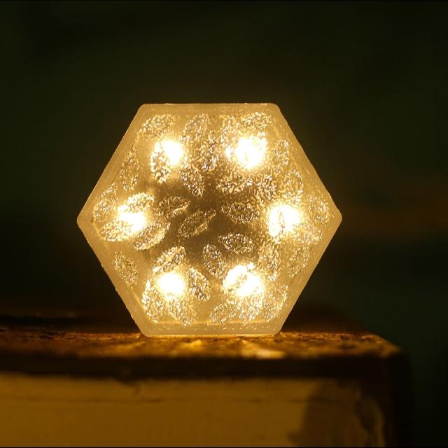 【媽媽咪呀】太陽能LED雪花六角冰磚燈(感應燈 裝飾燈 景觀燈 庭院燈 戶外燈 地磚燈 露營燈)