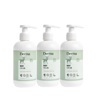 【Derma 丹麥德瑪】寶寶有機滋潤護膚霜家庭號 250ml*3入組(嬰幼兒乳液、新生兒)