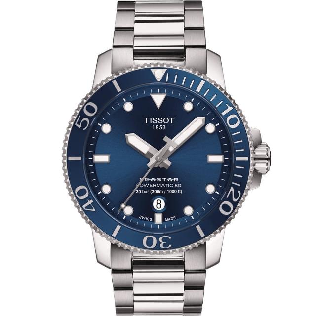 【TISSOT 天梭】Seastar 海星陶瓷錶 圈300米潛水錶  機械錶  手錶 情人節 禮物(T1204071109101)