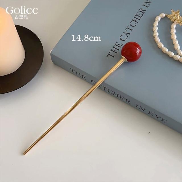 【Gulicc 古莉可】髮釵 簡約 時尚小圓球 髮簪(99購物節 生日 耶誕 髮飾 頭飾  髮簪 中國風 古典)