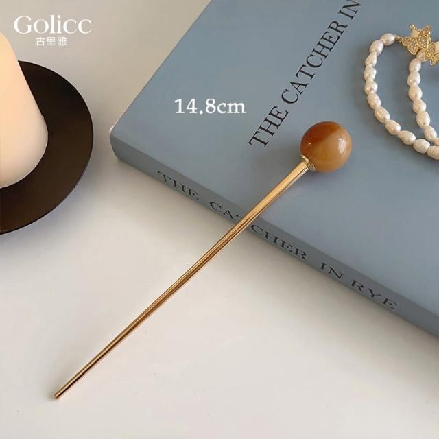 【Gulicc 古莉可】髮釵 簡約 時尚小圓球 髮簪(99購物節 生日 耶誕 髮飾 頭飾  髮簪 中國風 古典)