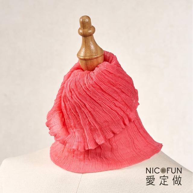 【NicoFun 愛定做】優雅33 暗紅柳葉絲 圍脖(淺駝圍巾  防風 口罩 高爾夫球 圍巾 領巾 髮帶 桑蠶絲 真絲)