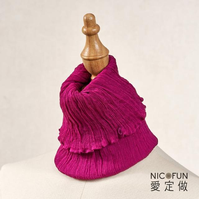 【NicoFun 愛定做】優雅33 暗紅柳葉絲 圍脖(淺駝圍巾  防風 口罩 高爾夫球 圍巾 領巾 髮帶 桑蠶絲 真絲)